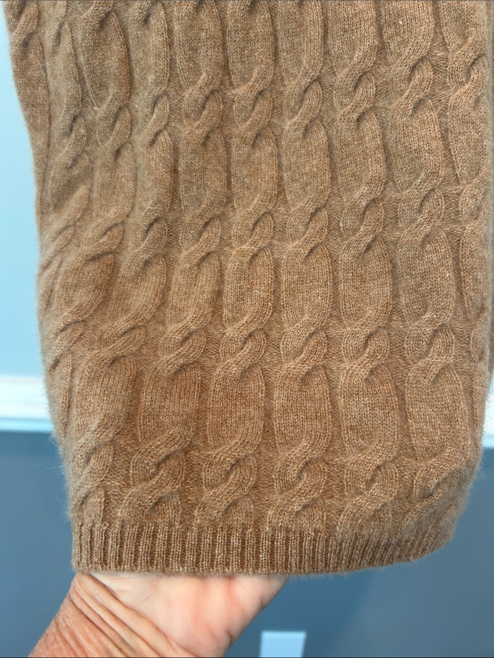 NAADAM Beige Cashmere Cable-Knit V-Neck Sweater Vest - Neutral Tan Knit - Picture 11 of 12